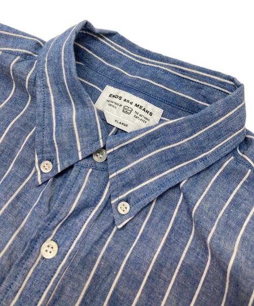 ENDS and MEANS（エンズアンド ミーンズ）ENDS and MEANS (エンズアンド ミーンズ) ストライプシャツ ネイビー サイズ:XLの古着・服飾アイテム