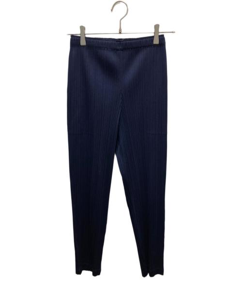 PLEATS PLEASE（プリーツプリーズ）PLEATS PLEASE (プリーツプリーズ) クロップドプリーツパンツ ネイビー サイズ:2の古着・服飾アイテム