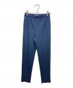 PLEATS PLEASEプリーツプリーズ）の古着「プリーツストレートパンツ」｜ネイビー