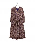 ne quittez pasヌキテパ）の古着「Cotton Lurex Stripe Flower Print Dress」｜オレンジ×パープル