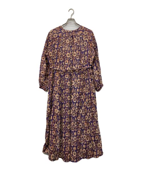 ne quittez pas（ヌキテパ）ne quittez pas (ヌキテパ) Cotton Lurex Stripe Flower Print Dress オレンジ×パープル サイズ:Sの古着・服飾アイテム