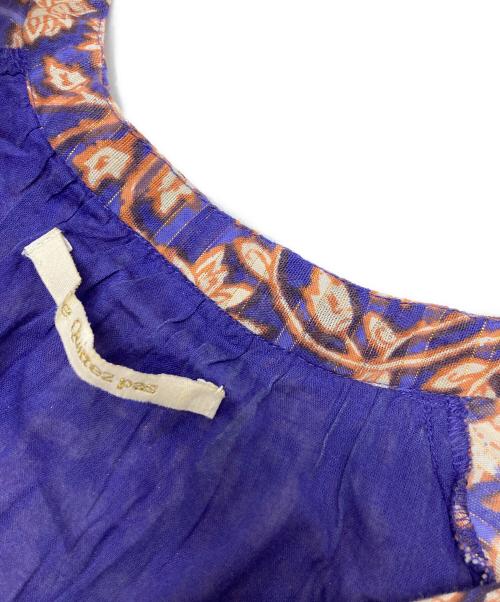 ne quittez pas（ヌキテパ）ne quittez pas (ヌキテパ) Cotton Lurex Stripe Flower Print Dress オレンジ×パープル サイズ:Sの古着・服飾アイテム