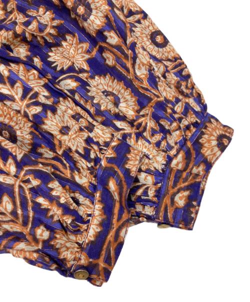 ne quittez pas（ヌキテパ）ne quittez pas (ヌキテパ) Cotton Lurex Stripe Flower Print Dress オレンジ×パープル サイズ:Sの古着・服飾アイテム