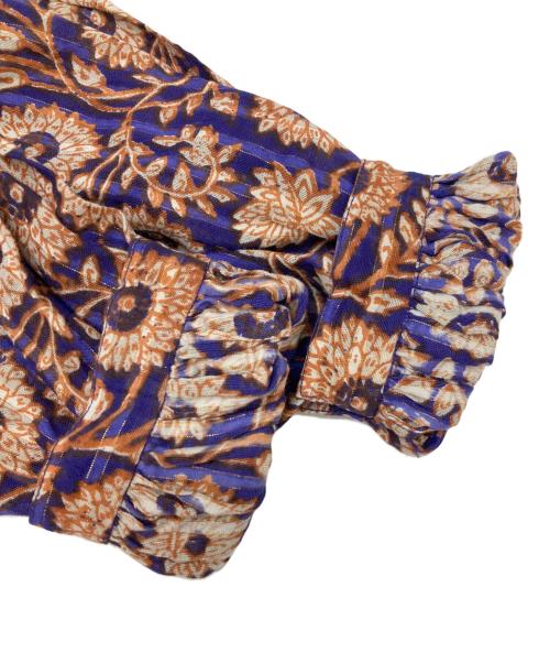 ne quittez pas（ヌキテパ）ne quittez pas (ヌキテパ) Cotton Lurex Stripe Flower Print Dress オレンジ×パープル サイズ:Sの古着・服飾アイテム