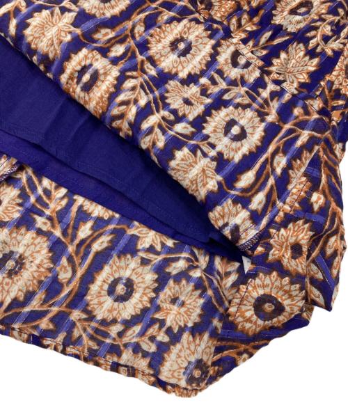 ne quittez pas（ヌキテパ）ne quittez pas (ヌキテパ) Cotton Lurex Stripe Flower Print Dress オレンジ×パープル サイズ:Sの古着・服飾アイテム