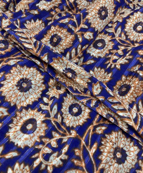 ne quittez pas（ヌキテパ）ne quittez pas (ヌキテパ) Cotton Lurex Stripe Flower Print Dress オレンジ×パープル サイズ:Sの古着・服飾アイテム