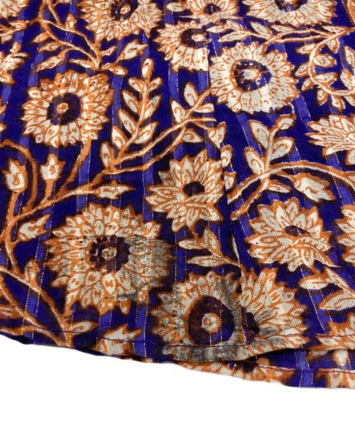 ne quittez pas（ヌキテパ）ne quittez pas (ヌキテパ) Cotton Lurex Stripe Flower Print Dress オレンジ×パープル サイズ:Sの古着・服飾アイテム