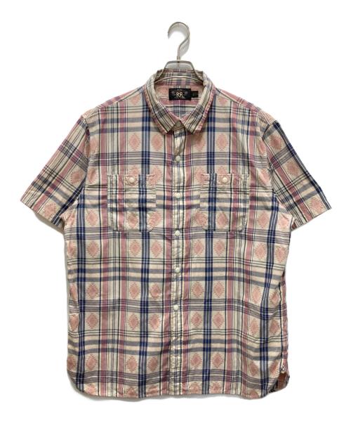 RRL（ダブルアールエル）RRL (ダブルアールエル) ジャガードネイティブチェックシャツ ピンク サイズ:XLの古着・服飾アイテム