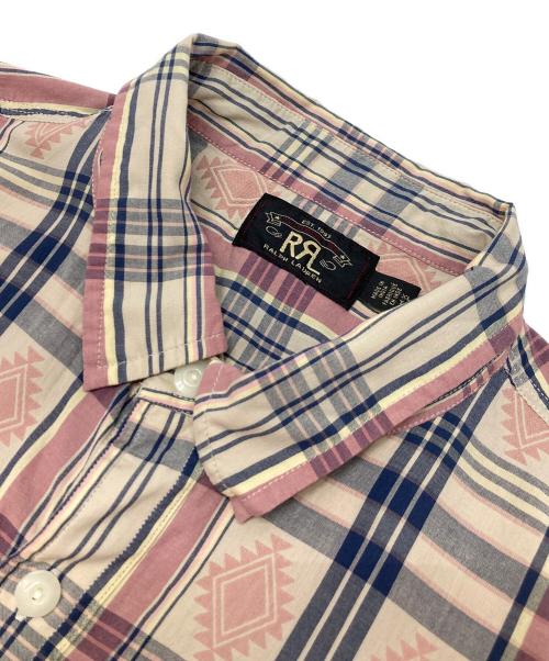 RRL（ダブルアールエル）RRL (ダブルアールエル) ジャガードネイティブチェックシャツ ピンク サイズ:XLの古着・服飾アイテム