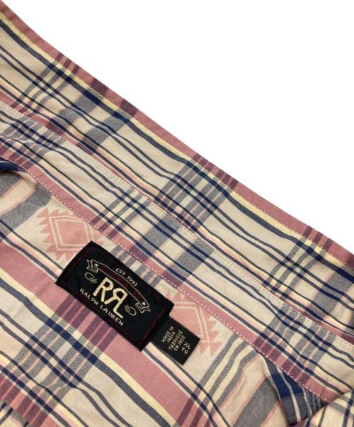 RRL（ダブルアールエル）RRL (ダブルアールエル) ジャガードネイティブチェックシャツ ピンク サイズ:XLの古着・服飾アイテム