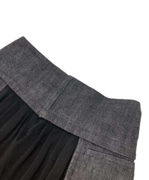 yohji yamamoto+noir（ヨウジヤマモトプリュスノアール）yohji yamamoto+noir (ヨウジヤマモトプリュスノアール) デニム切替シルクスカート ブラック サイズ:1の古着・服飾アイテム