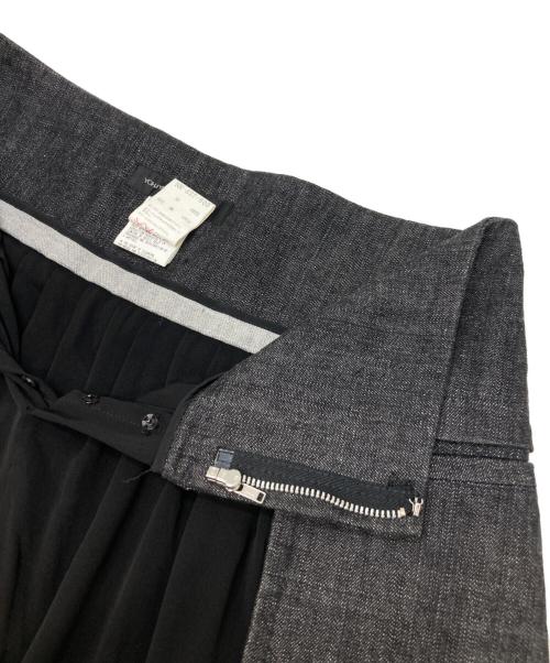 yohji yamamoto+noir（ヨウジヤマモトプリュスノアール）yohji yamamoto+noir (ヨウジヤマモトプリュスノアール) デニム切替シルクスカート ブラック サイズ:1の古着・服飾アイテム