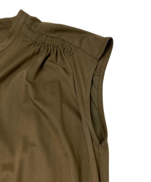 MACPHEE（マカフィー）MACPHEE (マカフィー) コットンナイロン バンドカラーシャツワンピース カーキ サイズ:36の古着・服飾アイテム