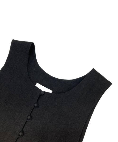 magali（マガリ）magali (マガリ) キャンバスリネンタブリエワンピース ブラック サイズ:不明（実寸参照）の古着・服飾アイテム