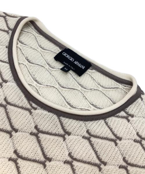 GIORGIO ARMANI（ジョルジョアルマーニ）GIORGIO ARMANI (ジョルジョアルマーニ) ジグザグ セーター ベージュ サイズ:50の古着・服飾アイテム