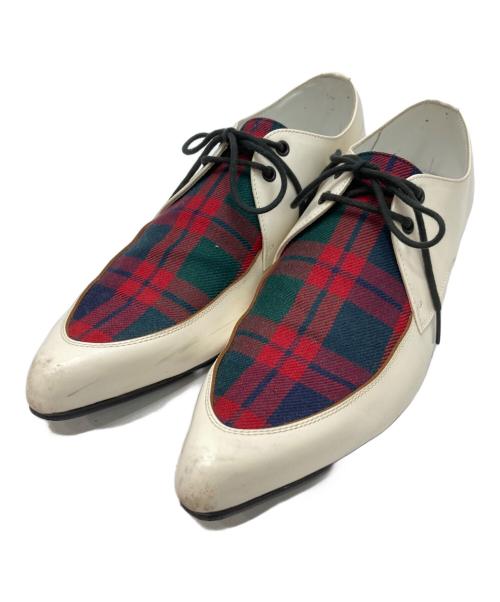COMME des GARCONS HOMME PLUS（コムデギャルソンオムプリュス）COMME des GARCONS HOMME PLUS (コムデギャルソンオムプリュス) ポインテッドトゥシューズ ホワイト×レッド サイズ:27の古着・服飾アイテム