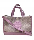 COACHコーチ）の古着「デンプシー キャリーオール シグネチャー ジャカード ウィズ ストライプ アンド コーチ パッチ」｜ピンク