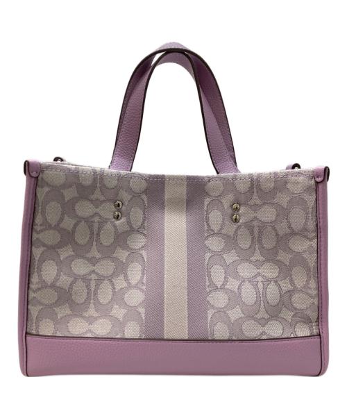 COACH（コーチ）COACH (コーチ) デンプシー キャリーオール シグネチャー ジャカード ウィズ ストライプ アンド コーチ パッチ ピンクの古着・服飾アイテム