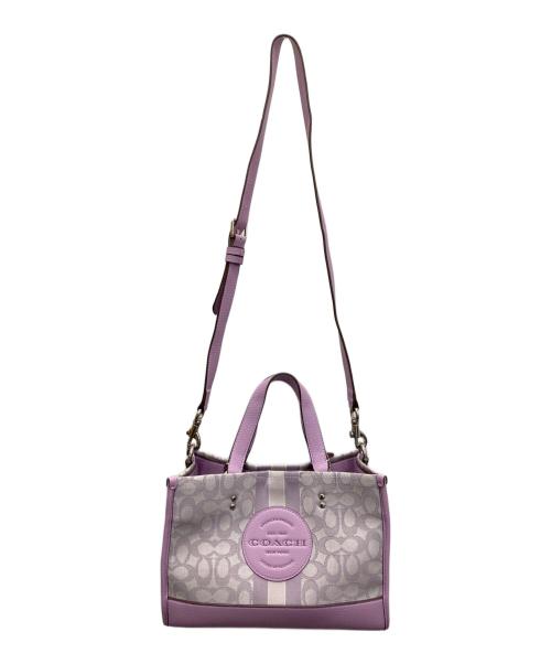 COACH（コーチ）COACH (コーチ) デンプシー キャリーオール シグネチャー ジャカード ウィズ ストライプ アンド コーチ パッチ ピンクの古着・服飾アイテム