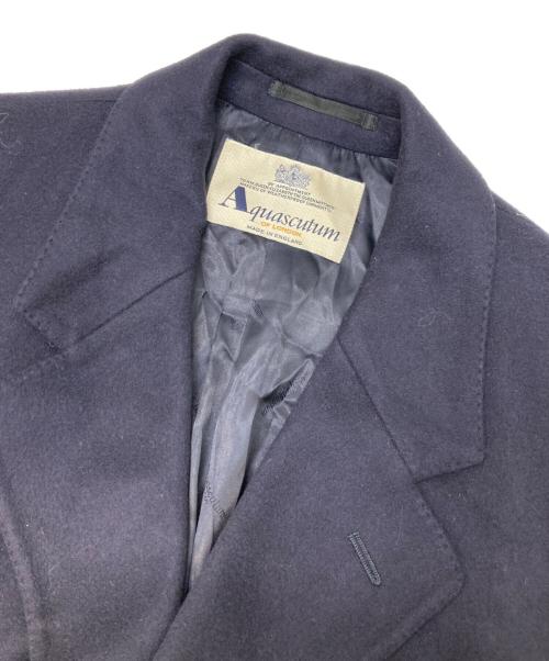 Aquascutum（アクアスキュータム）Aquascutum (アクアスキュータム) カシミヤコート ネイビー サイズ:不明（実寸参照）の古着・服飾アイテム