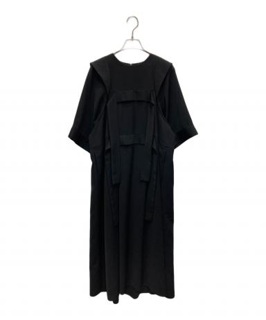 中古・古着通販】ENFOLD (エンフォルド) STRING DRAPE-DRESS ブラック
