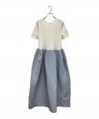 CFCLシーエフシーエル）の古着「POTTERY CUPRO SHORT SLEEVE DRESS」｜ホワイト×ブルー