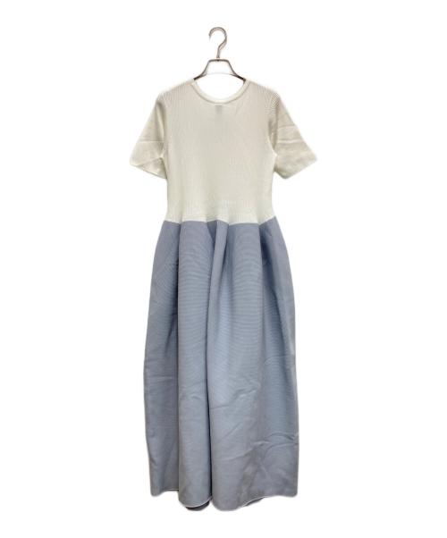 CFCL（シーエフシーエル）CFCL (シーエフシーエル) POTTERY CUPRO SHORT SLEEVE DRESS ホワイト×ブルー サイズ:3の古着・服飾アイテム