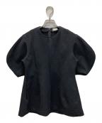 cygneシーニュ）の古着「パフスリーブジャガードブラウス」｜ブラック
