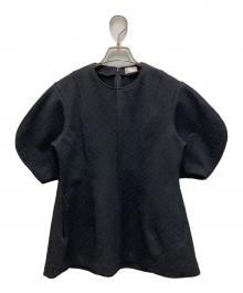 cygne（シーニュ）の古着「パフスリーブジャガードブラウス」｜ブラック