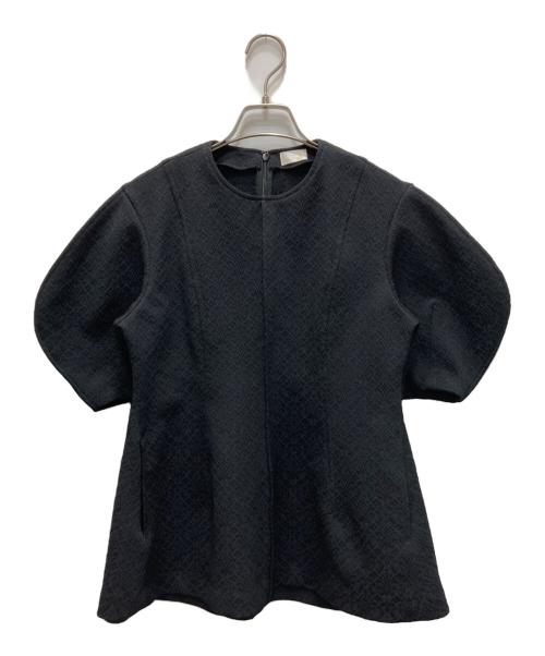 cygne（シーニュ）cygne (シーニュ) パフスリーブジャガードブラウス ブラック サイズ:不明（実寸参照）の古着・服飾アイテム