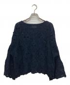 UNITED ARROWSユナイテッドアローズ）の古着「クロシェ風エンブロイダリーニットプルオーバー」｜ネイビー