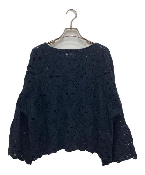 UNITED ARROWS（ユナイテッドアローズ）UNITED ARROWS (ユナイテッドアローズ) クロシェ風エンブロイダリーニットプルオーバー ネイビー サイズ:不明（実寸参照）の古着・服飾アイテム
