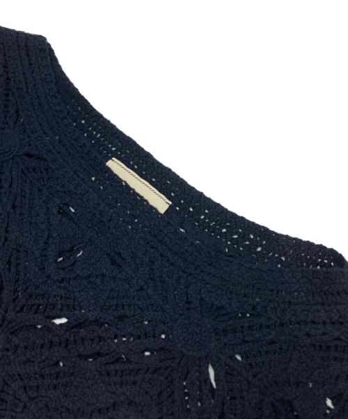 UNITED ARROWS（ユナイテッドアローズ）UNITED ARROWS (ユナイテッドアローズ) クロシェ風エンブロイダリーニットプルオーバー ネイビー サイズ:不明（実寸参照）の古着・服飾アイテム