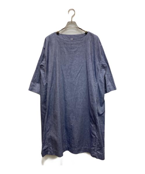 45R（フォーティファイブ・アール）45R (フォーティファイブ・アール) シャンブレーワンピース ブルーの古着・服飾アイテム
