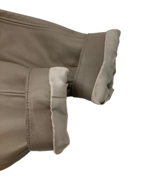 nano・universe（ナノ・ユニバース）nano・universe (ナノ・ユニバース) シープレザーノーカラージャケット ブラウン サイズ:36の古着・服飾アイテム