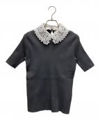 UNITED ARROWS TOKYOユナイテッドアローズトウキョウ）の古着「レースカラーS/Sニット」｜グレー