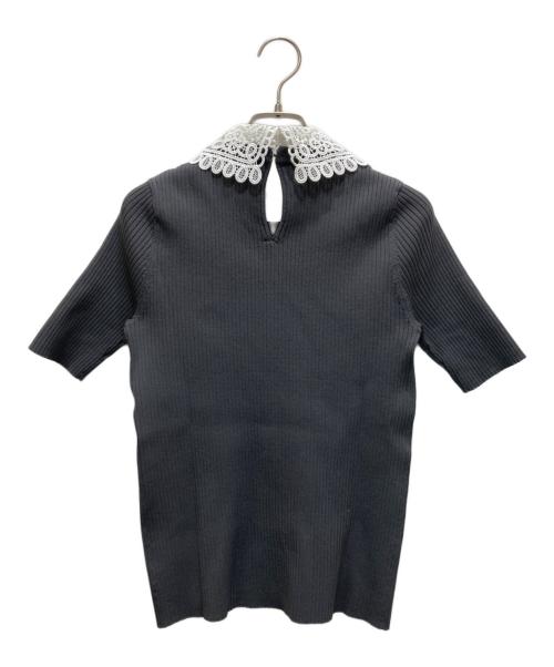 UNITED ARROWS TOKYO（ユナイテッドアローズトウキョウ）UNITED ARROWS TOKYO (ユナイテッドアローズトウキョウ) レースカラーS/Sニット グレー サイズ:不明（実寸参照）の古着・服飾アイテム