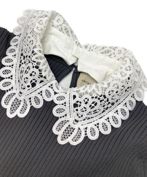 UNITED ARROWS TOKYO（ユナイテッドアローズトウキョウ）UNITED ARROWS TOKYO (ユナイテッドアローズトウキョウ) レースカラーS/Sニット グレー サイズ:不明（実寸参照）の古着・服飾アイテム