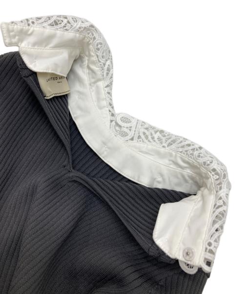 UNITED ARROWS TOKYO（ユナイテッドアローズトウキョウ）UNITED ARROWS TOKYO (ユナイテッドアローズトウキョウ) レースカラーS/Sニット グレー サイズ:不明（実寸参照）の古着・服飾アイテム