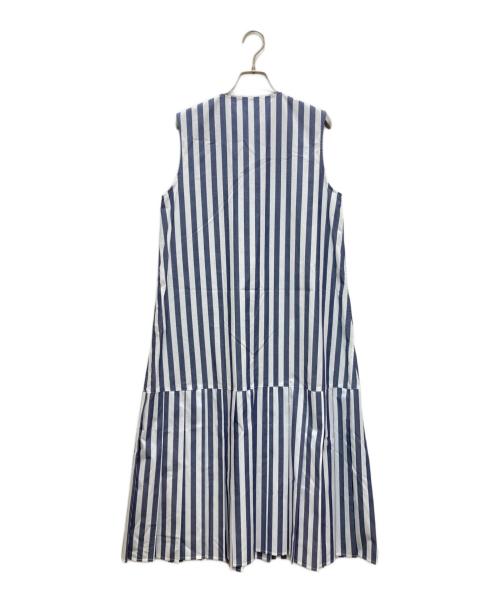 GALERIE VIE（ギャルリーヴィー）GALERIE VIE (ギャルリーヴィー) ストライプブロード プリーツワンピース ブルー サイズ:FREEの古着・服飾アイテム