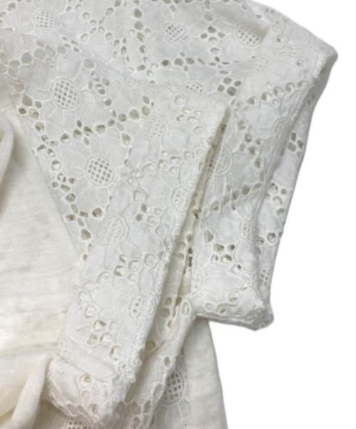 45R（フォーティファイブ・アール）45R (フォーティファイブ・アール) リネン天竺のカットワークテントTシャツ ホワイト サイズ:1の古着・服飾アイテム