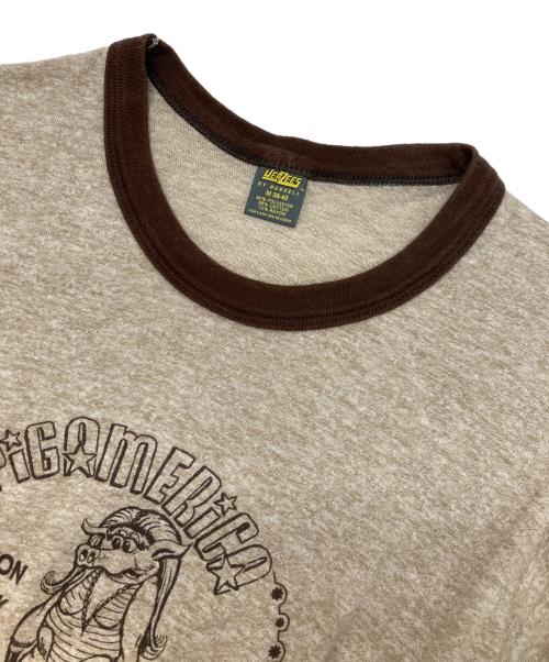 JERZEES（ジャージーズ）JERZEES (ジャージーズ) リンガーTシャツ ベージュ サイズ:M38-40の古着・服飾アイテム