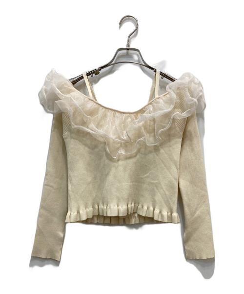 FRAY ID（フレイ アイディー）FRAY ID (フレイ アイディー) ラッフルオフショルニット アイボリー サイズ:FREEの古着・服飾アイテム