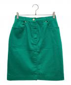 CELINEセリーヌ）の古着「カラーデニムスカート」｜グリーン