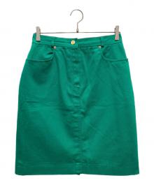 CELINE（セリーヌ）の古着「カラーデニムスカート」｜グリーン