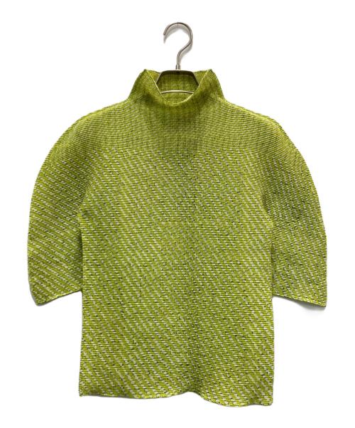 me ISSEY MIYAKE（ミーイッセイ ミヤケ）me ISSEY MIYAKE (ミーイッセイ ミヤケ) プリーツカットソー 黄緑 サイズ:-の古着・服飾アイテム