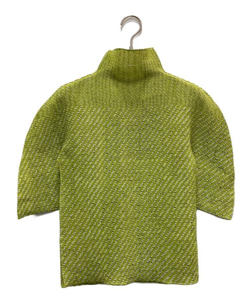 me ISSEY MIYAKE（ミーイッセイ ミヤケ）me ISSEY MIYAKE (ミーイッセイ ミヤケ) プリーツカットソー 黄緑 サイズ:-の古着・服飾アイテム
