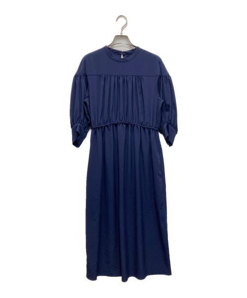 BALLSEY（ボールジィ）BALLSEY (ボールジィ) シルキークロス ギャザーワンピース ネイビー サイズ:36の古着・服飾アイテム