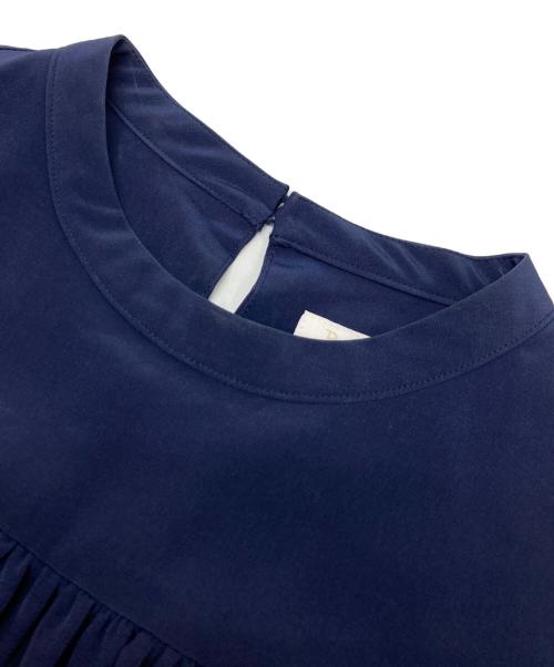 BALLSEY（ボールジィ）BALLSEY (ボールジィ) シルキークロス ギャザーワンピース ネイビー サイズ:36の古着・服飾アイテム