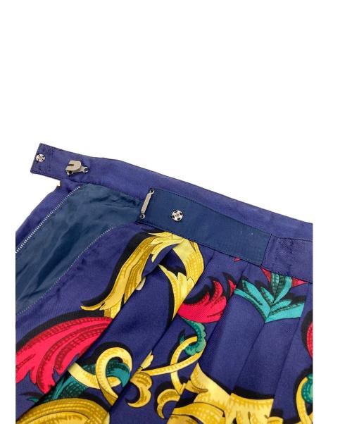 HERMES（エルメス）HERMES (エルメス) ヴィンテージシルクスカート ネイビー×イエロー サイズ:42の古着・服飾アイテム
